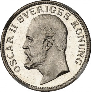 Oscar II (1872-1907). 1 krona, 4e type 1906 EB, Stockholm.