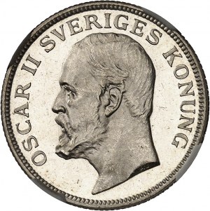 Oscar II (1872-1907). 1 krona, 4th type 1906 EB, Stockholm.