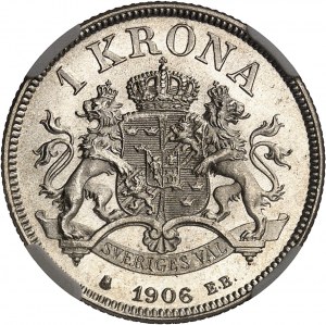 Oscar II (1872-1907). 1 koruna, 4. typ 1906 EB, Stockholm.