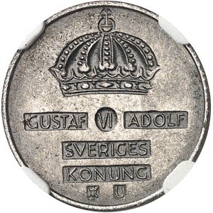 Gustav VI Adolphe (1950-1973). Saggio su 1 öre in ferro non trattato 1969, Stoccolma.