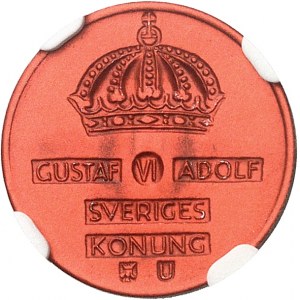 Gustav VI. Adolf (1950-1973). Test von 1 öre aus eloxiertem Aluminium 1969, Stockholm.