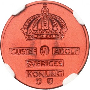 Gustave VI Adolphe (1950-1973). Essai de 1 öre en aluminium anodisé 1969, Stockholm.