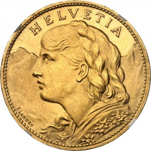 Helvetische Konföderation (1848 bis heute). 100 Franken Vreneli 1925, B, Bern.