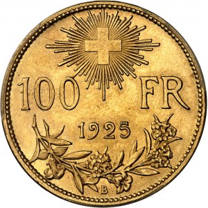 Švýcarská konfederace (od roku 1848 do současnosti). 100 franků Vreneli 1925, B, Bern.