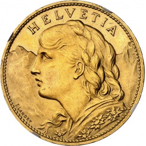 Konfederacja Szwajcarska (1848 do chwili obecnej). 100 franków Vreneli 1925, B, Bern.