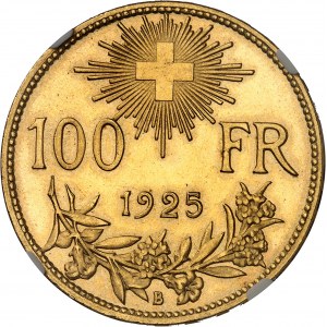 Confederazione svizzera (dal 1848 a oggi). 100 franchi Vreneli 1925, B, Berna.