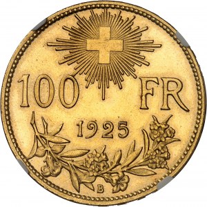 Swiss Confederation (1848 to present). 100 francs Vreneli 1925, B, Bern.