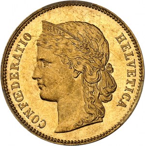 Helvetische Konföderation (1848 bis heute). 20 Franken, Tranche B beginnend um 6 Uhr von DOMINUS 1896, B, Bern.