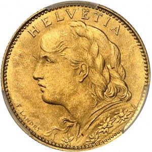 Swiss Confederation (1848 to present). 10 francs Vreneli 1922, B, Bern.