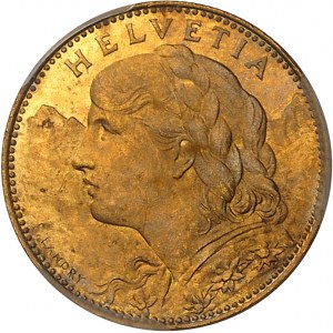 Confédération Helvétique (1848 à nos jours). 10 francs Vreneli, Frappe spéciale (SP) 1922, B, Berne.