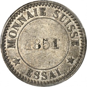 Confédération Helvétique (1848 à nos jours). Essai de monnayage, au type 1 franc Cérès, pour la Monnaie Suisse, Frappe spéciale (SP) 1851, A, Paris.