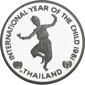 Rama IX Bhumibol (1946-2016). Piéfort de 200 baths, Année internationale de l’enfant de 1979 (IYC) 1981 (BE 2524), CHI, Chiasso (Valcambi S.A.).