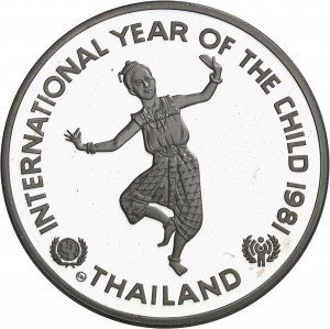 Rama IX Bhumibol (1946-2016). Moneta o nominale 200 bathów, Międzynarodowy Rok Dziecka 1979 (IYC) 1981 (BE 2524), CHI, Chiasso (Valcambi S.A.).