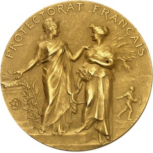 Mohamed el-Naceur, Bey (1906-1922). Goldmedaille, Régence de Tunis, Concours général de 1907 à Tunis, von Alphée Dubois 1907, Paris.