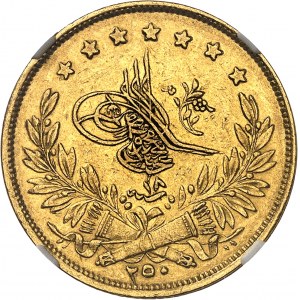 Abdülmecid I. alebo Abdul Mejid (1839-1861). 250 kuruš AH 1255/18 (1857), Konštantínopol.