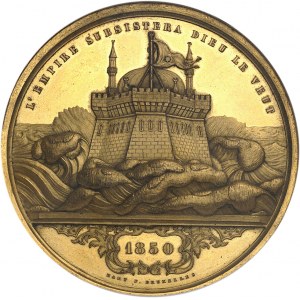 Abdülmecid I o Abdul Mejid (1839-1861). Medaglia in bronzo dorato, Rigenerazione dell'Impero di Osman, di L.-J. Hart 1850, Bruxelles.