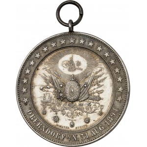 Abdülhamid II (1876-1909). Medaile, střelecká soutěž v Oberndorfu nad Neckarem u příležitosti 18 let vlády sultána Abdülhamida II., W. Mayer 1894 - AH 1312, Stuttgart.