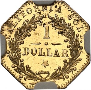 Federální republika Spojených států amerických (1776-současnost). 1 osmihranný dolar, kalifornské zlato, leštěný flan (PROOFLIKE) 1872.