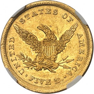 République fédérale des États-Unis d’Amérique (1776-à nos jours). 5 dollars Liberty, sans devise 1839, Philadelphie.