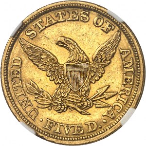 Federal Republic of the United States of America (1776-present). 5 Liberty dollars, without motto 1843, Philadelphia.