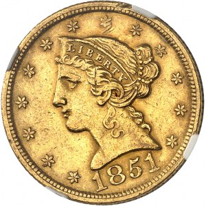 Federálna republika Spojených štátov amerických (1776 - súčasnosť). 5 dolárov slobody, bez motta 1851, Philadelphia.