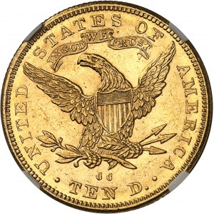 Federal Republic of the United States of America (1776-present). 10 Liberty dollars, with motto 1891, CC, Carson City.