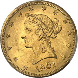 Federal Republic of the United States of America (1776-present). 10 Liberty dollars, with motto 1901, S, San Francisco.