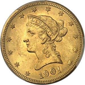 Federalna Republika Stanów Zjednoczonych Ameryki (1776-obecnie). 10 dolarów wolności z dewizą 1901, S, San Francisco.