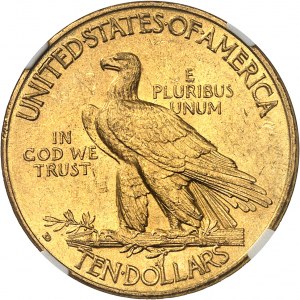 Federální republika Spojených států amerických (1776-současnost). 10 indiánských dolarů, s mottem 1908, D, Denver.