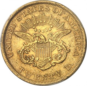 République fédérale des États-Unis d’Amérique (1776-à nos jours). 20 dollars Liberty, sans devise 1852, Philadelphie.