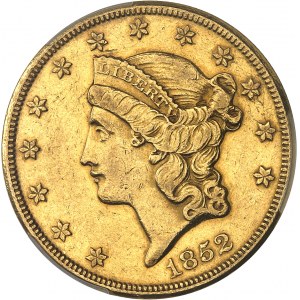Repubblica Federale degli Stati Uniti d'America (1776-oggi). 20 dollari Liberty, senza motto 1852, O, New Orleans.