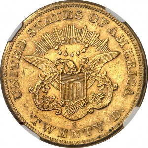 Repubblica Federale degli Stati Uniti d'America (1776-oggi). 20 dollari Liberty, senza motto 1859, S, San Francisco.