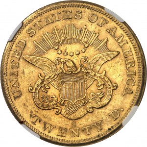 République fédérale des États-Unis d’Amérique (1776-à nos jours). 20 dollars Liberty, sans devise 1859, S, San Francisco.