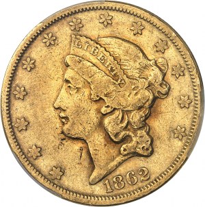 Federální republika Spojených států amerických (1776-současnost). 20 Liberty dollars, bez motta 1862, S, San Francisco.