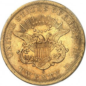 République fédérale des États-Unis d’Amérique (1776-à nos jours). 20 dollars Liberty, sans devise 1862, S, San Francisco.