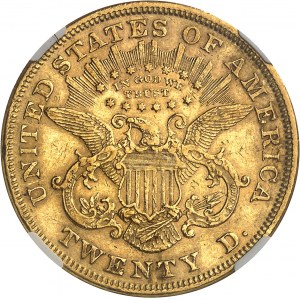 République fédérale des États-Unis d’Amérique (1776-à nos jours). 20 dollars Liberty, avec devise 1871, Philadelphie.