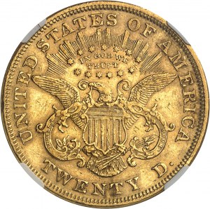 République fédérale des États-Unis d’Amérique (1776-à nos jours). 20 dollars Liberty, avec devise 1871, Philadelphie.