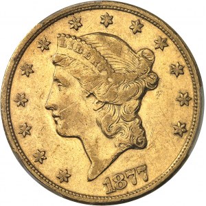 Federal Republic of the United States of America (1776-present). 20 Liberty dollars, with motto 1877, CC, Carson City.