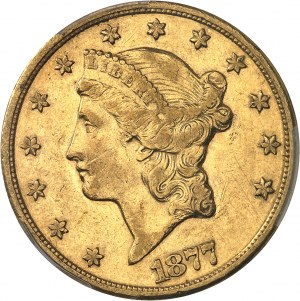 Federal Republic of the United States of America (1776-present). 20 Liberty dollars, with motto 1877, CC, Carson City.