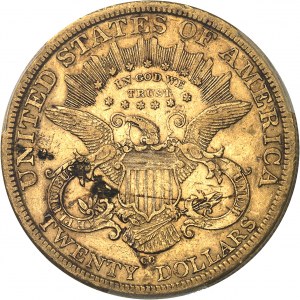 République fédérale des États-Unis d’Amérique (1776-à nos jours). 20 dollars Liberty, avec devise 1877, CC, Carson City.