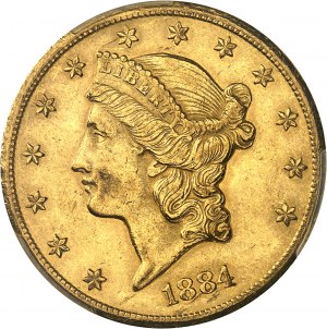 Federal Republic of the United States of America (1776-present). 20 Liberty dollars, with motto 1884, CC, Carson City.