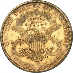 Federal Republic of the United States of America (1776-present). 20 Liberty dollars, with motto 1893, CC, Carson City.
