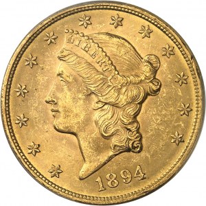 Bundesrepublik der Vereinigten Staaten von Amerika (1776 bis heute). 20 Liberty-Dollar, mit Währung 1894, Philadelphia.