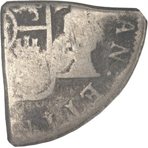 Tortola (Island of), George III (1760-1820). 1/4 dollar (2 shilling) on 1/2 piece of 8 reals Charles IV ND (1801), Tortola.