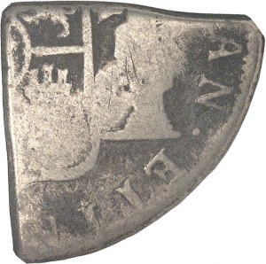 Tortola (ostrov), George III (1760-1820). 1/4 dolaru (2 šilinky) na 1/2 minci z 8 reálů Charles IV ND (1801), Tortola.