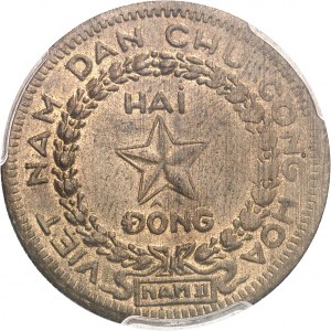 Hô Chi Minh (1945-1969). 2 dongy (2 piastre) 1946, Hanoj alebo Hajfong.