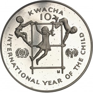 Republika (od 1964). Moneta 10 kwacha, Międzynarodowy Rok Dziecka 1979 (IYC) 1980, Londyn.