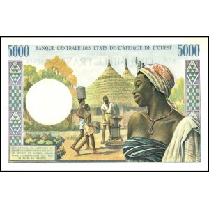 5000 francs - letter H (Niger) ND (1977).
