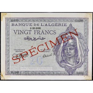 20 francs type SPECIMEN ND (1942-1944).