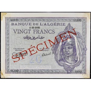 20 francs type “SPECIMEN” ND (1942-1944).